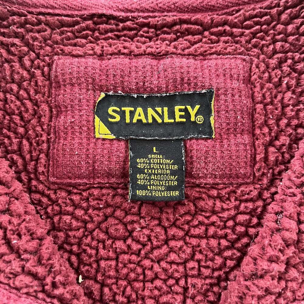 Stanley Men's Sherpa Lined Waffle Knit Henley Pullover - Burgundy Size L - Picture 3 of 4